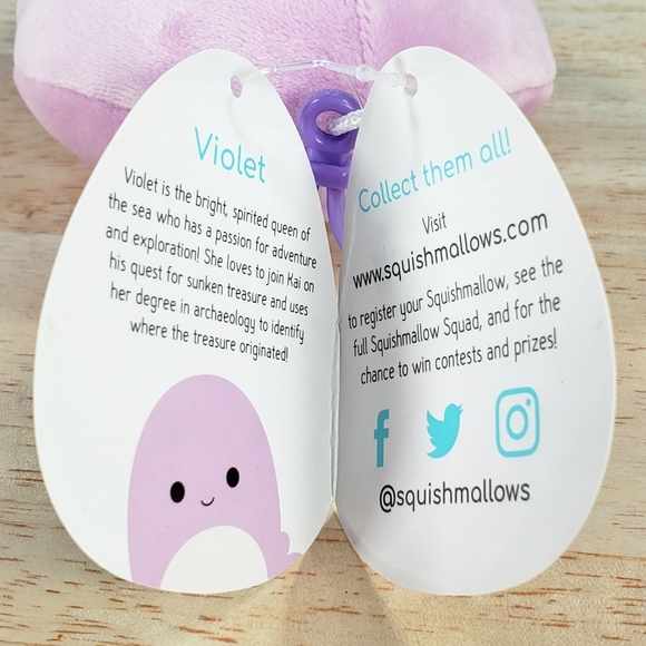 Squishmallow Violet the Octopus 3.5" Clip 2019 UltraSoft Sealife Plush NWT - Picture 10 of 11